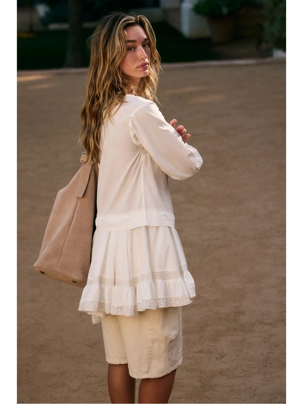 Free People Dainty Ethereal Cottage La Bamba Mini Tunic Dress Ivory White Small - Picture 4 of 14